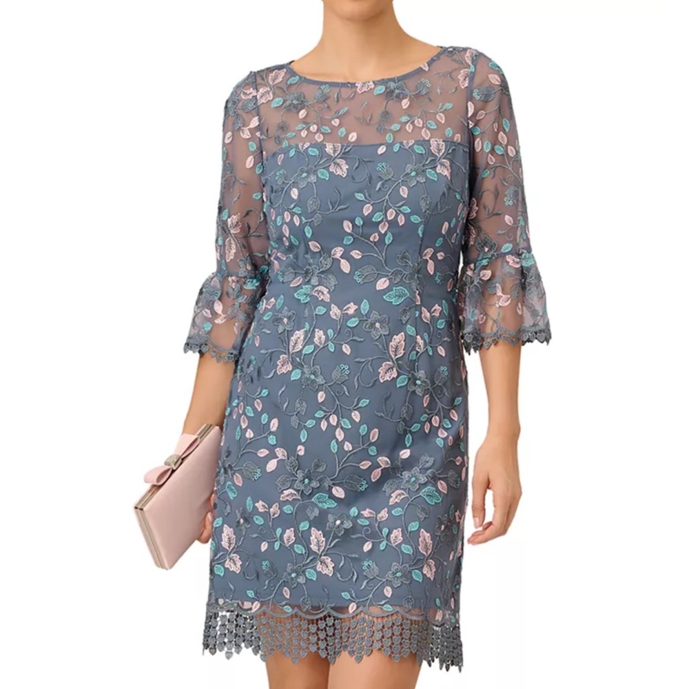 Adrianna Papell - Embroidered Back Cutout Dress